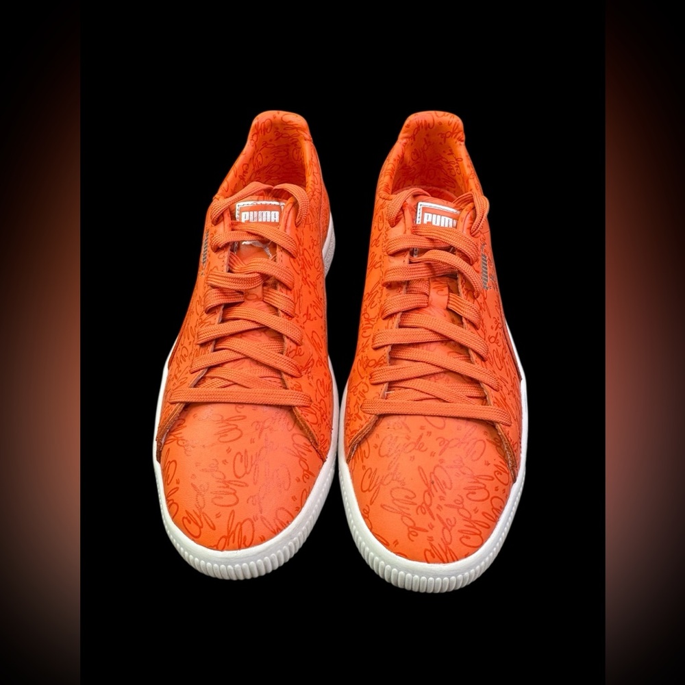 Puma Clyde Script Mens Sneakers Orange/Pumpkin/White Men's US Size 10.5 - Picture 4 of 15
